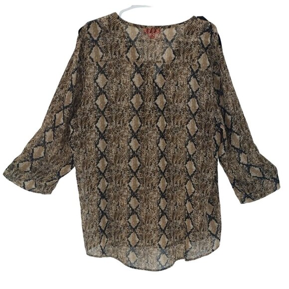 Mix & Co. Women's Snakeskin Print Button Down Polyester Blouse, Size 3X - Picture 3 of 9